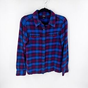 Patagonia Organic‎ Cotton Flannel Shirt Womens Size 2 Plaid Long Sleeve